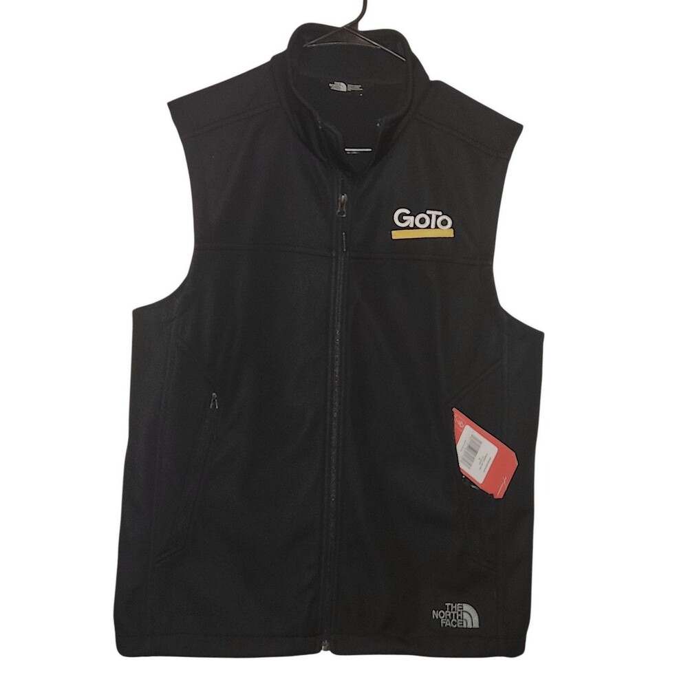 The North Face Ridgewall Vest Men M Black Full Zip Windwall Soft Shell New-logo